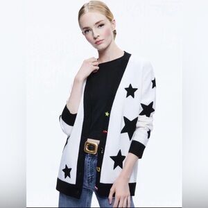 ALICE + OLIVIA BRADFORD NOVELTY BUTTONS star CARDIGAN SIZE large
